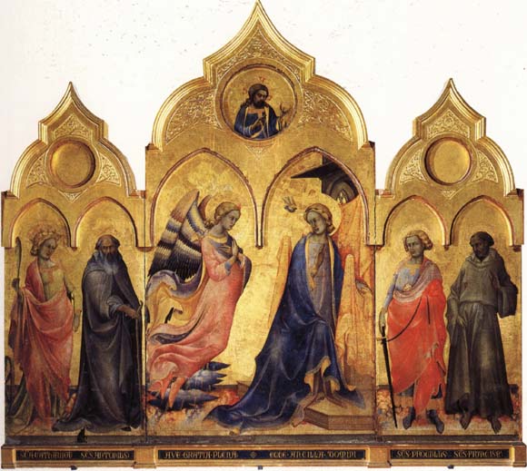 The Annunciation with SS.Catherine,Antony Abbot,Proculus,and Francis Christ Blessing